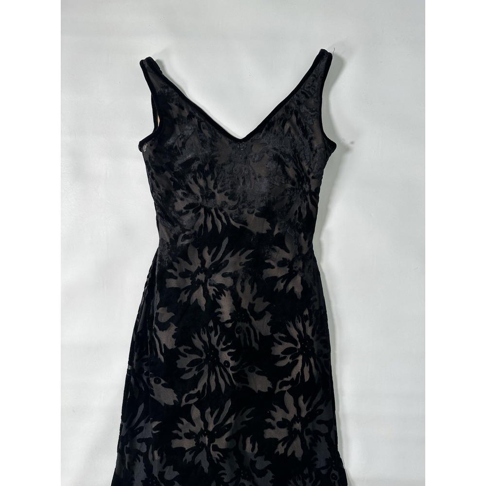 Tadashi Shoji Black Nude Lace & Mesh Maxi Cocktail Dress Size XS - Picture 2 of 16